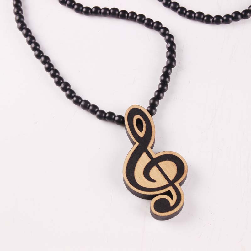 厂家直销 hiphop 木头吊坠项链 goodwood 音符街舞项链 嘻哈项链