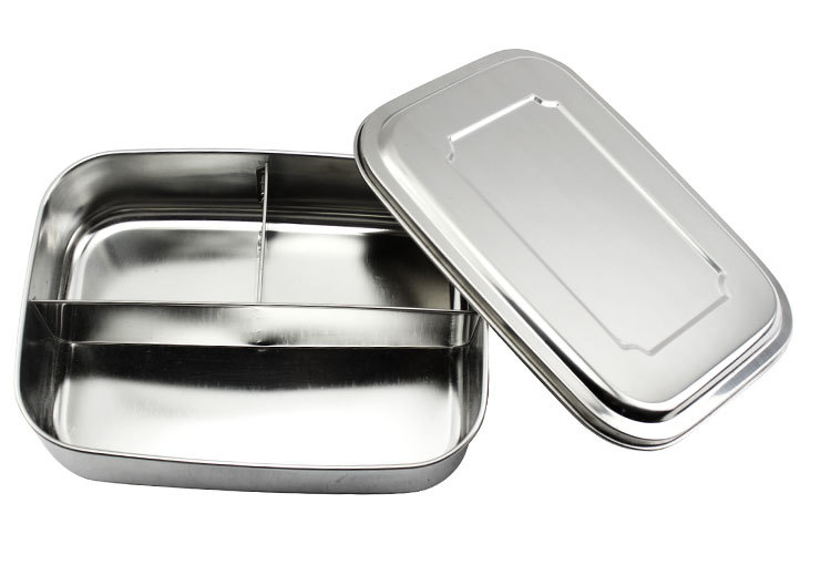 亚马逊专供 厂家食品级304不锈钢饭盒 大容量方形可定制多格餐盒