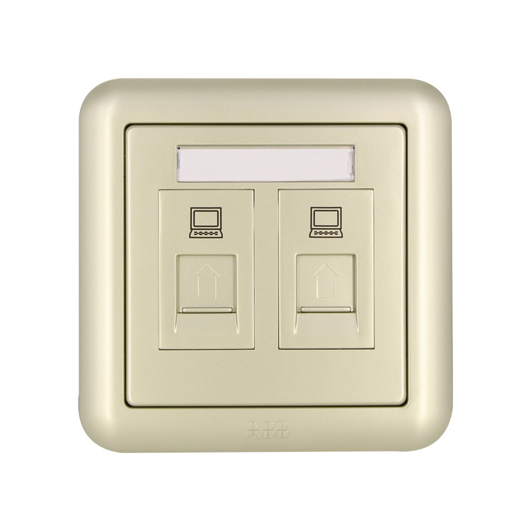 abb开关插座 德静系列 二位八芯超5类电脑插座 aj332-pg;10176214