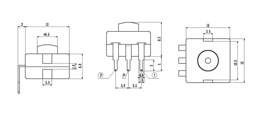 专业供应1202e系列三脚四档按钮开关单边三脚手电筒按钮开关