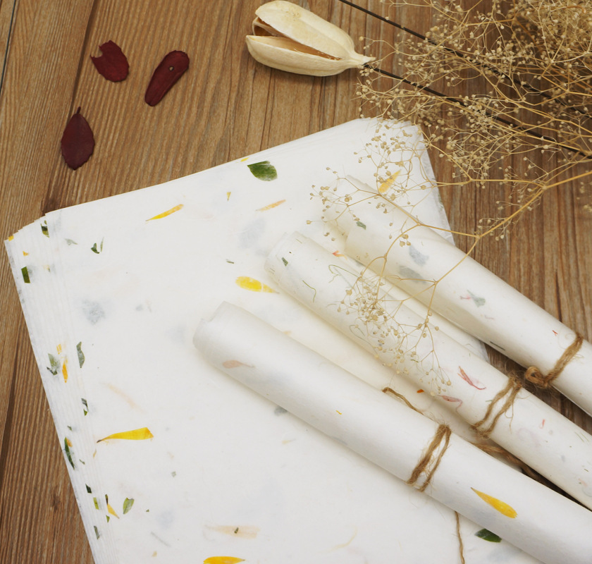 天然混色双色花叶植物手工信纸唯美中国风古风花草宣纸书法信笺纸