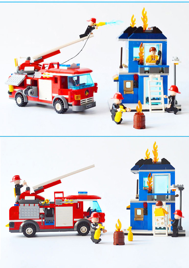 新乐新gudi古迪消防系列9215火警救援儿童益智拼装拼插玩具积木