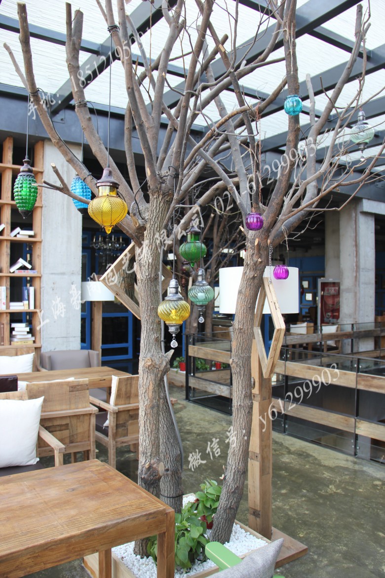漫咖啡装饰树挂件饰品咖啡灯树古老树原生态实木天然田园树
