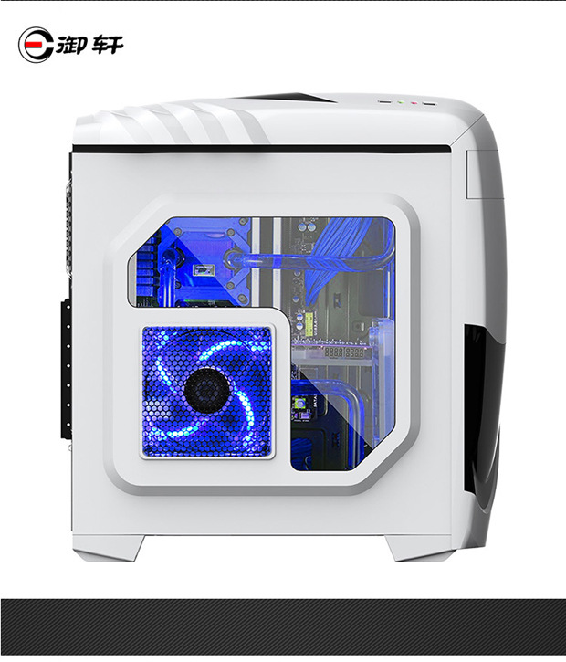 御轩gts 机箱 台式机电脑主机机箱下置电源 游戏透明大机箱黑白色