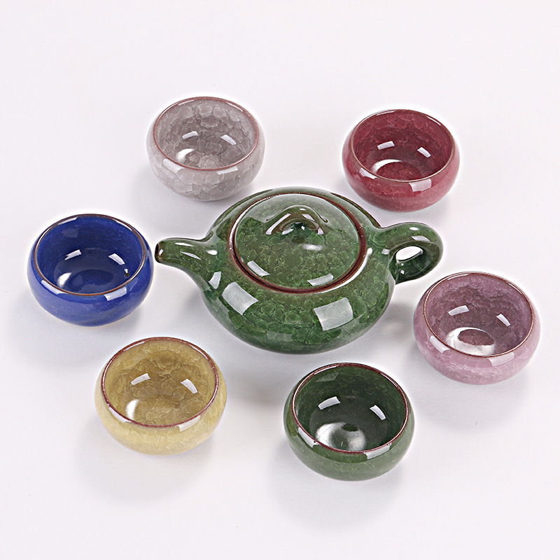 厂家直销七彩冰裂茶具功夫冰裂陶瓷茶具套装