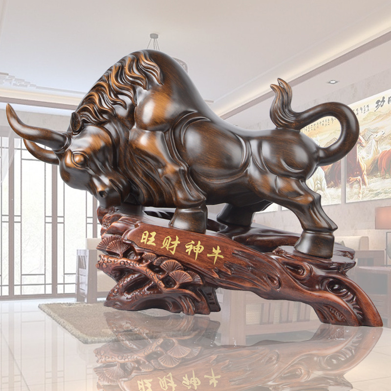 现货批发树脂工艺品创意家居用品 商务馈赠礼品 旺财神牛工艺摆件
