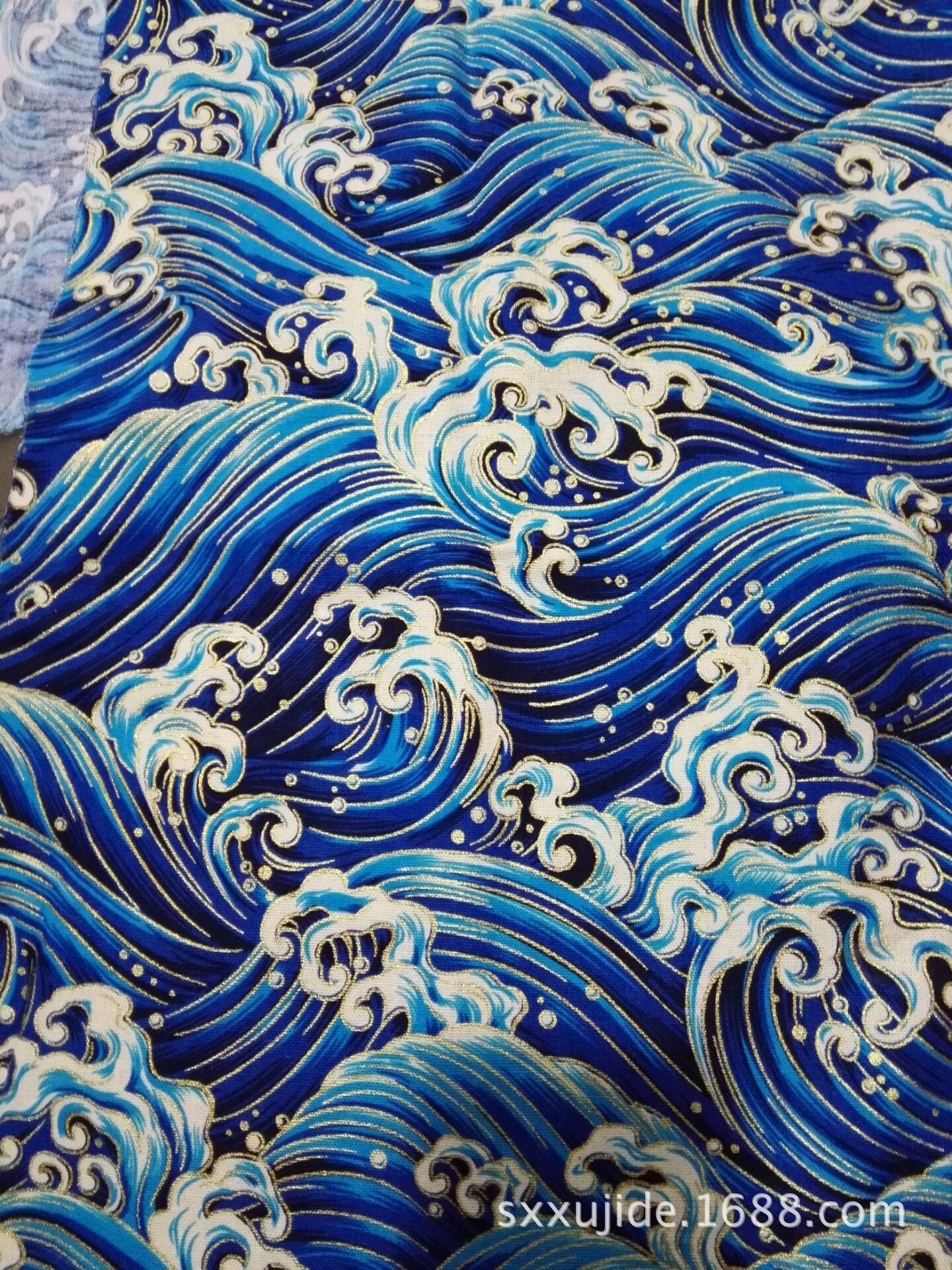 日式和风烫金布(青海波)全棉和风印花布料旗袍唐装汉服箱包面料
