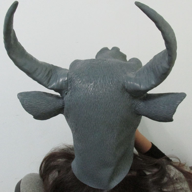 万圣节牛头面具 可爱萌头套面具 犬马君水