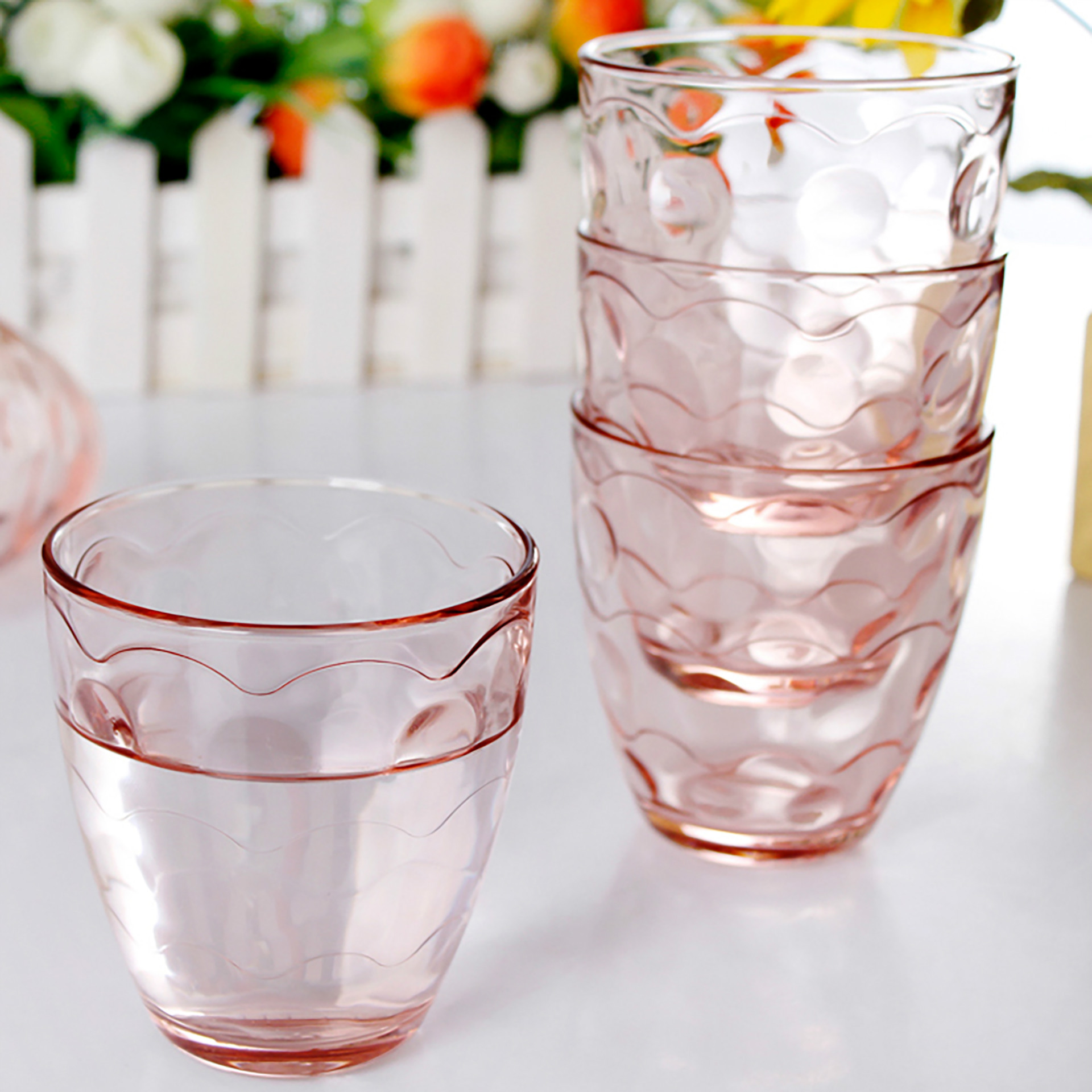 啤酒杯玻璃水杯透明玻璃杯茶杯285cc玻璃圆点水杯套装 特价