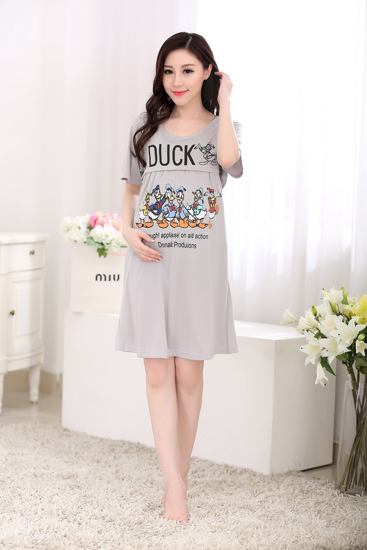 春夏季孕妇睡裙纯棉卡通产妇月子裙时尚外出