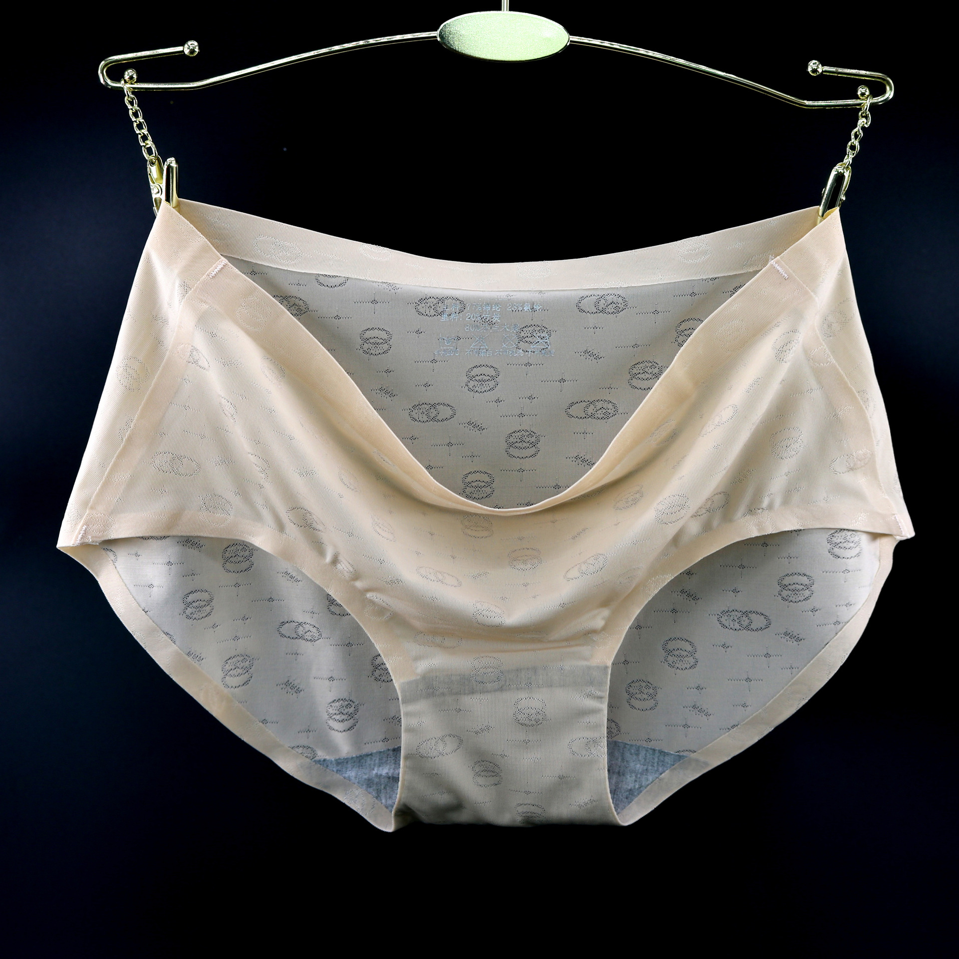 女士无痕内裤提花镂空锦纶一片式三角女裤夏