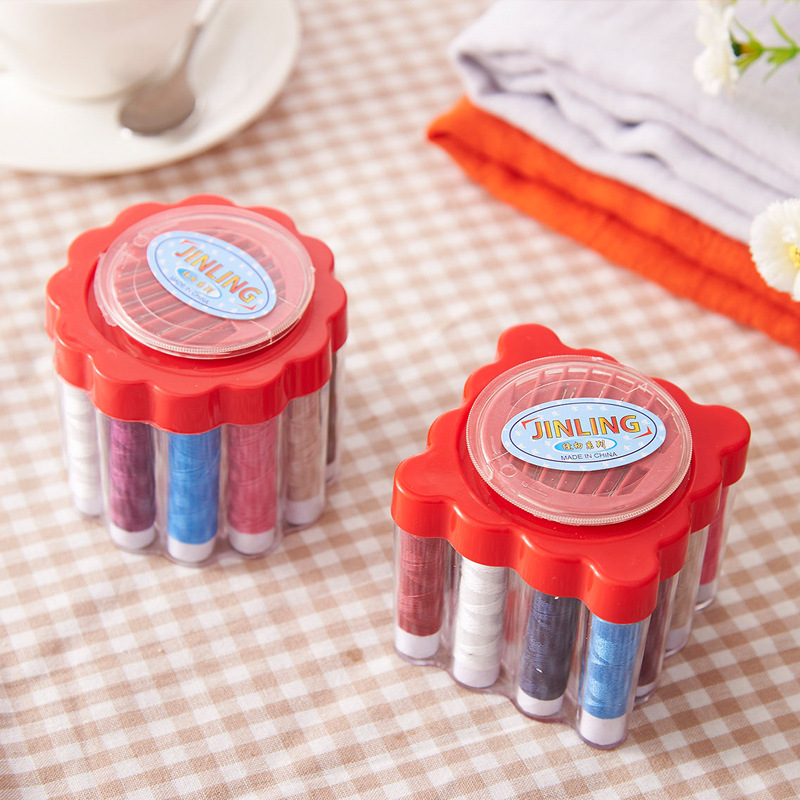 厂家直销家用方形针线盒 便携圆形缝纫收纳盒 实用针线包套装