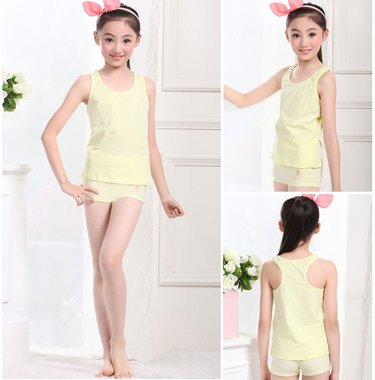 思琪拉斐儿童背心棉 中大女童纯色无袖秋冬打底内衣百搭运动背心