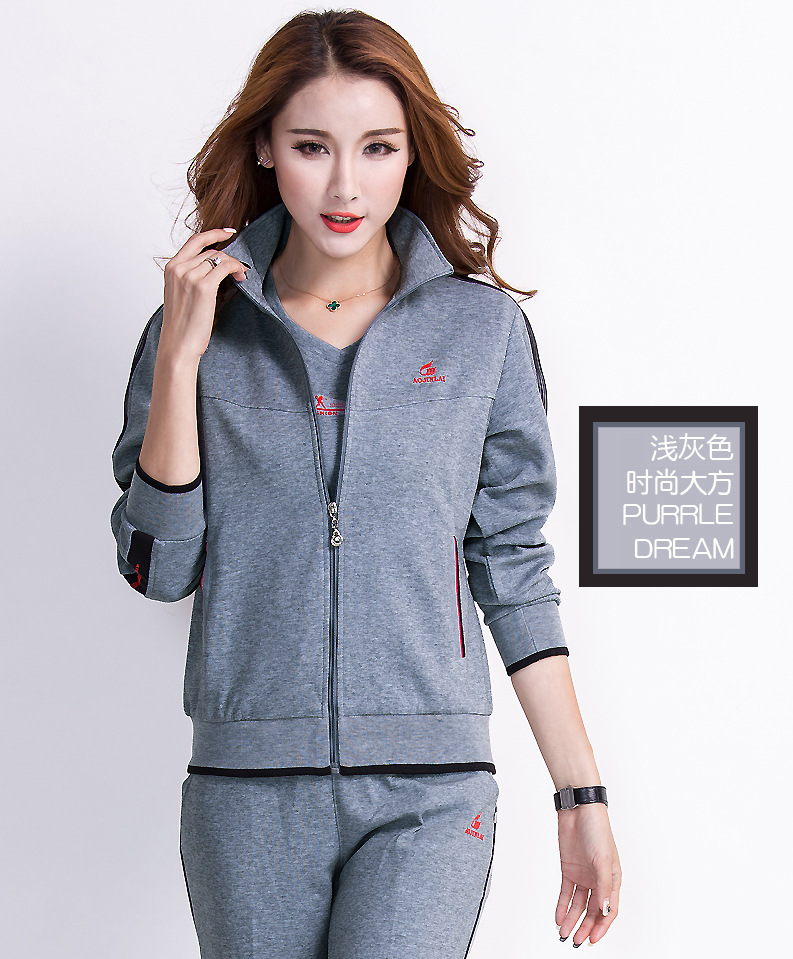 中老年运动服套装女士春秋装加肥加大码晨练