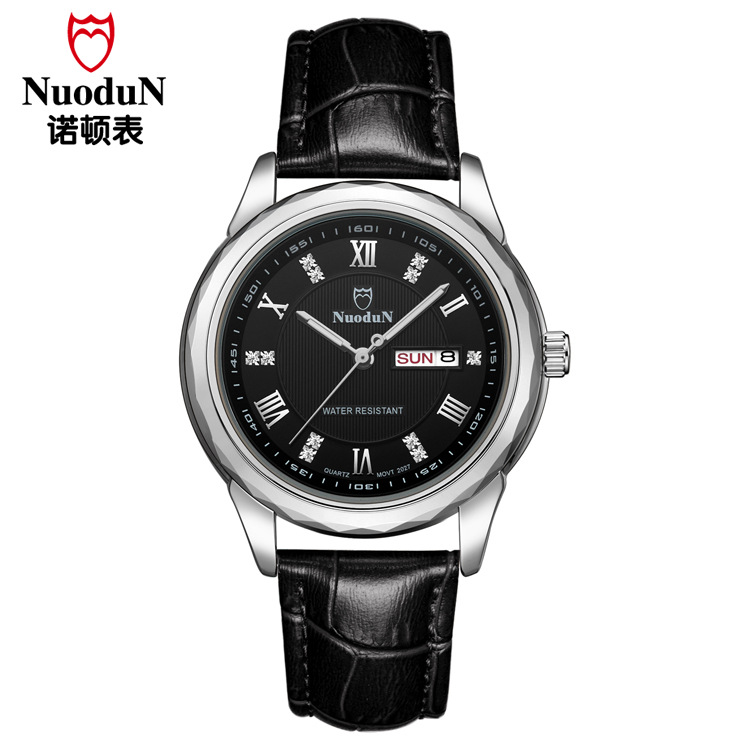 正品诺顿钨钢圆形高档品牌手表防水耐磨日历情侣表批发