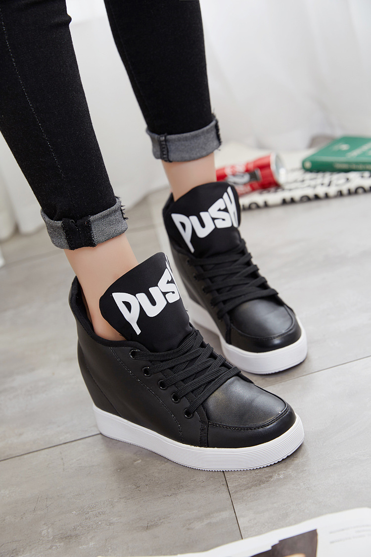 潮流星期天秋鞋女2016新款平底系带内增高跟耐磨防震休闲运动单鞋