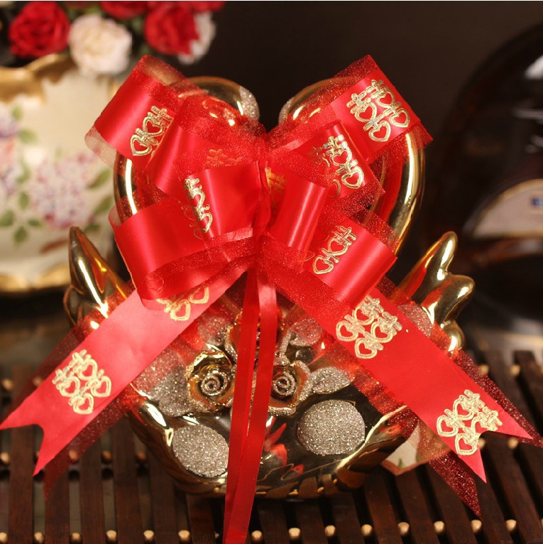 婚礼婚车手拉花 婚庆婚房婚车装饰绑嫁妆手拉花结婚纱边拉花5cm