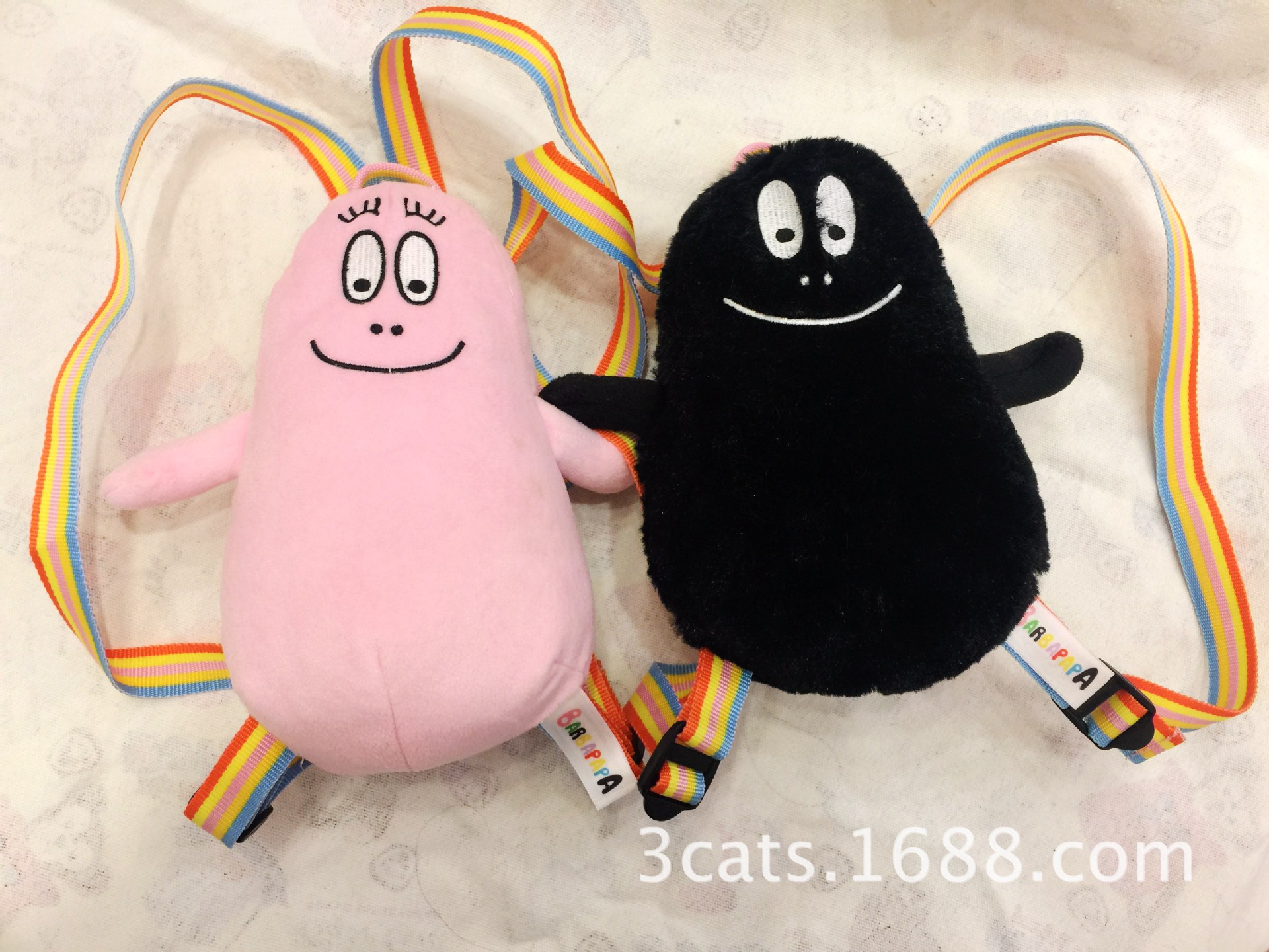 法国 barbapapa 巴巴爸爸 立体 儿童 双肩背包 毛绒玩具