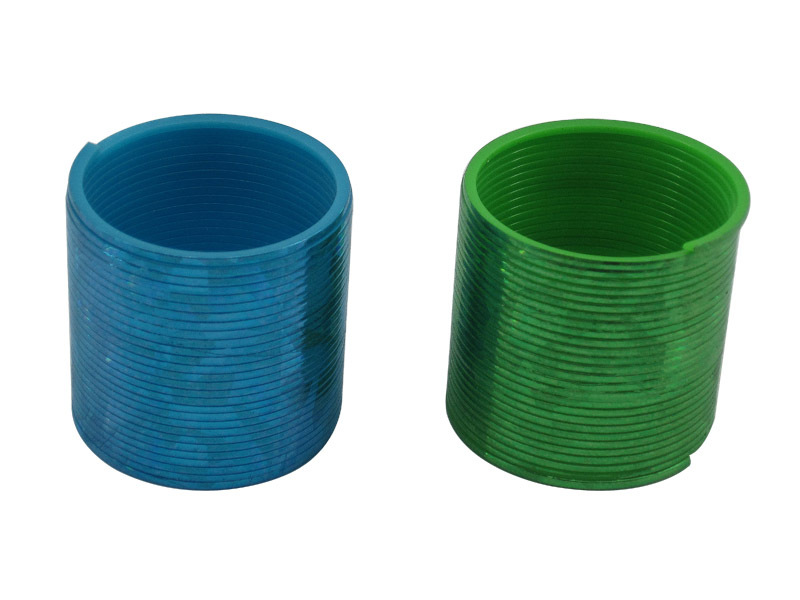 塑料弹簧圈 45*60mm圆形彩虹圈 6色烫金混装 赠品小玩具slinky