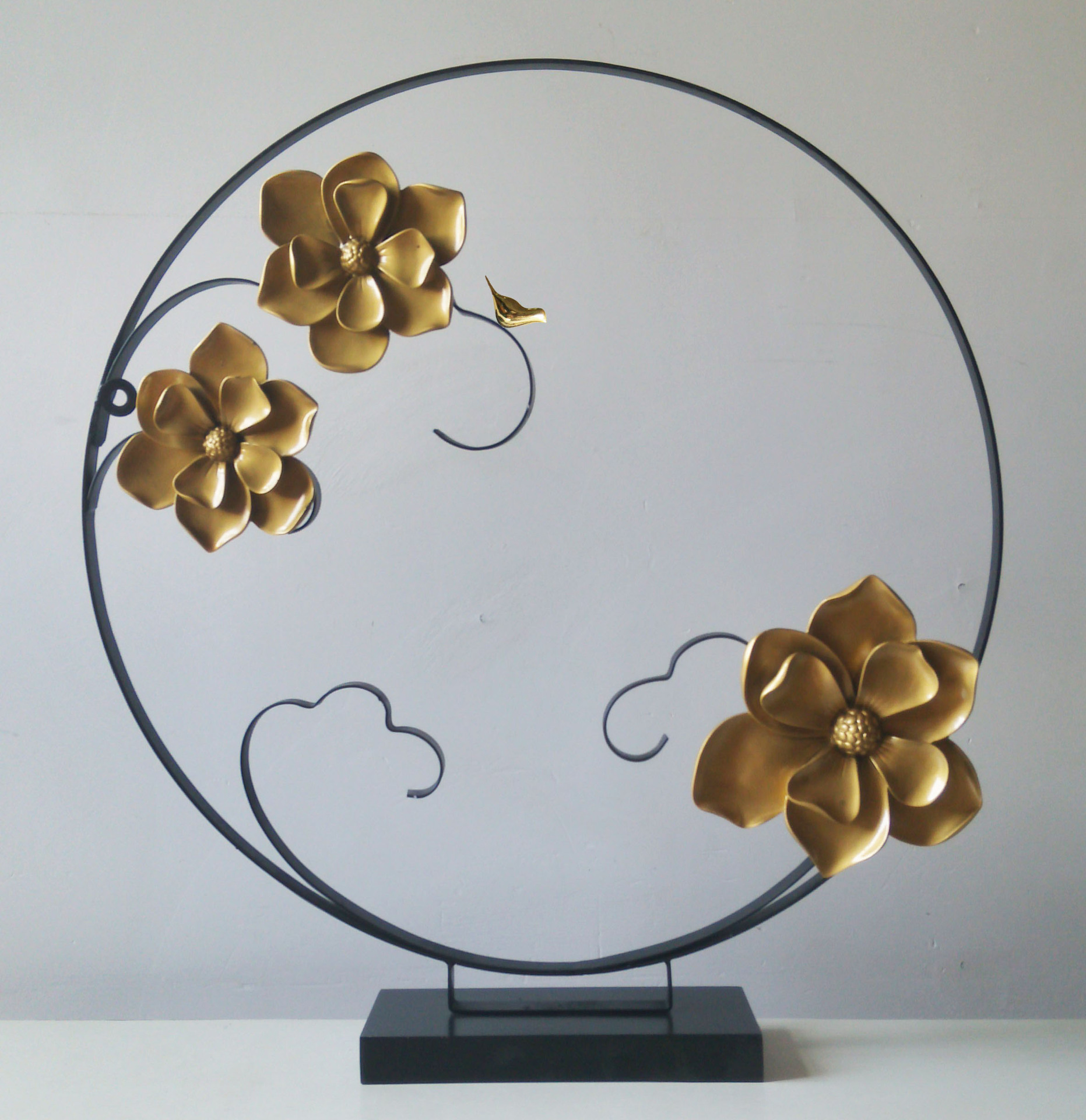 批发创意金属工艺品烤漆大号蝶恋花新中式铁艺玄关客厅家居摆件