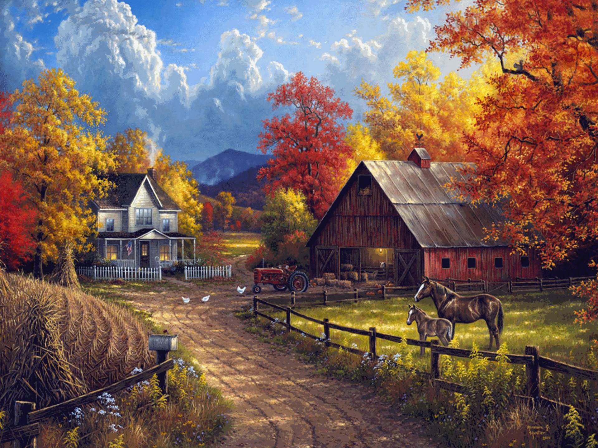 村庄农场钻石画