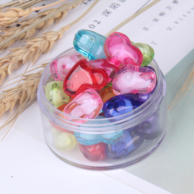 transparent colorful acrylic beads acrylic scattered beads love heart shape diy handmade beaded material ornament accessories plastic beads