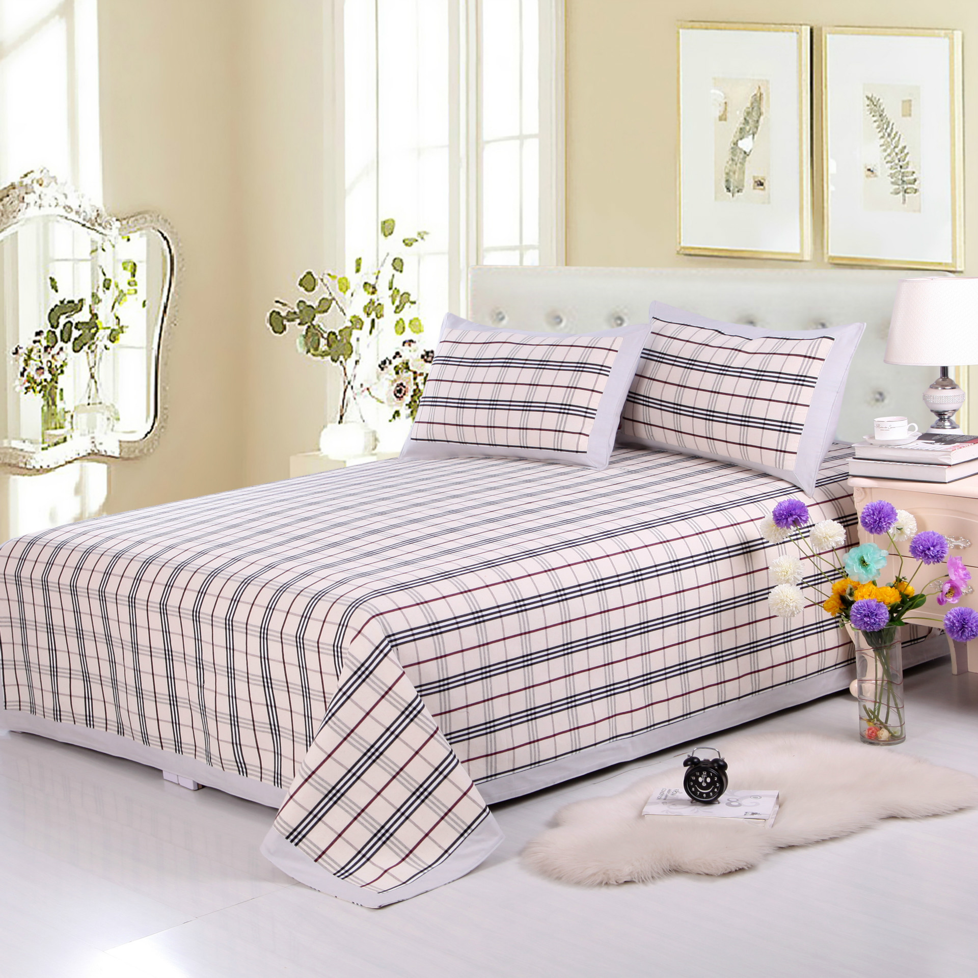 源头工厂加厚老粗布凉席三件套老粗布双人床单一件代发