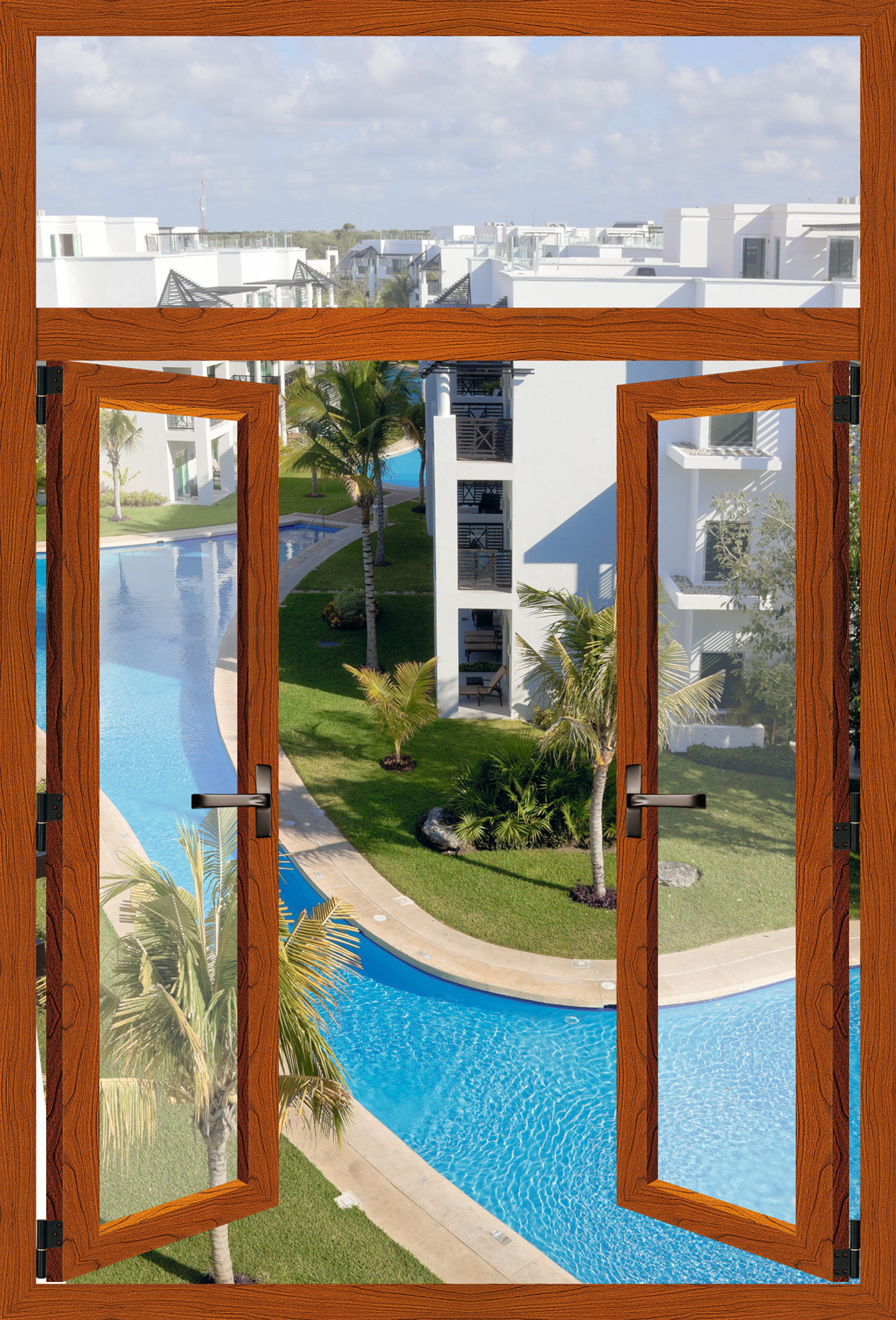 隔热断桥铝合金门窗中空玻璃门窗木纹铝合金窗