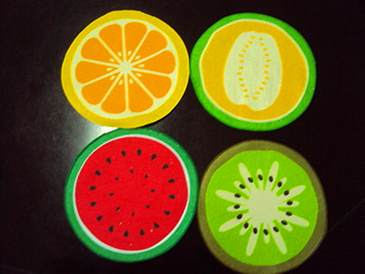 圆形水果毛巾 出口日本婴童方巾 割绒活性印花童巾厂家定制