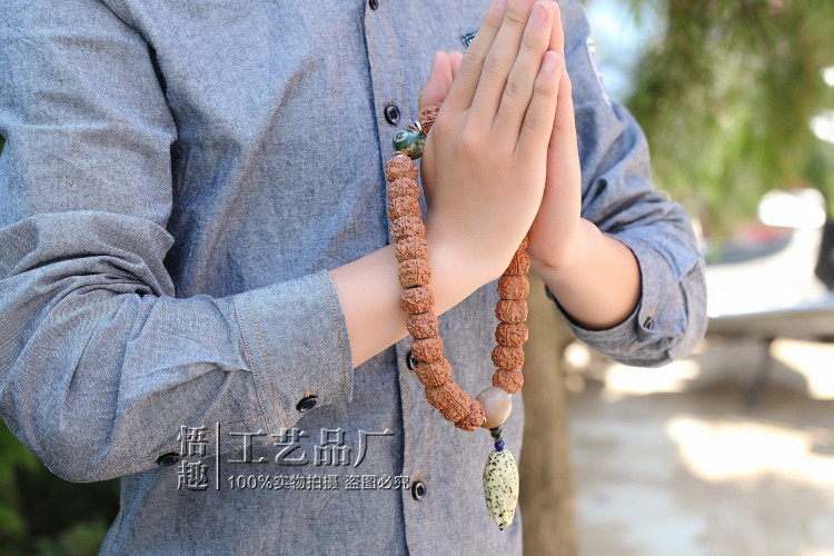 五瓣尼泊尔红皮大金刚菩提26颗手持 念珠手串车挂搭配千眼菩.