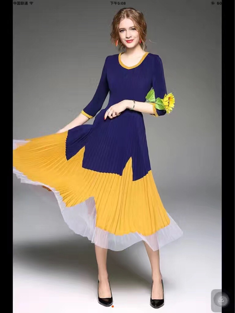 三宅一生褶皱连衣裙修身女装 褶衣拼接