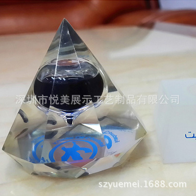 钻石型透明树脂内埋油滴工艺礼品 石油公司定制水晶胶入油纪念品