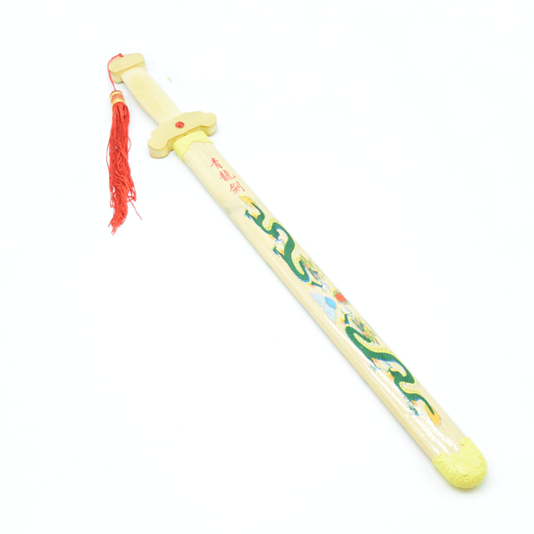 厂家批发竹制青龙剑 竹质剑 儿童玩具兵器 舞台演出表演晨练道具