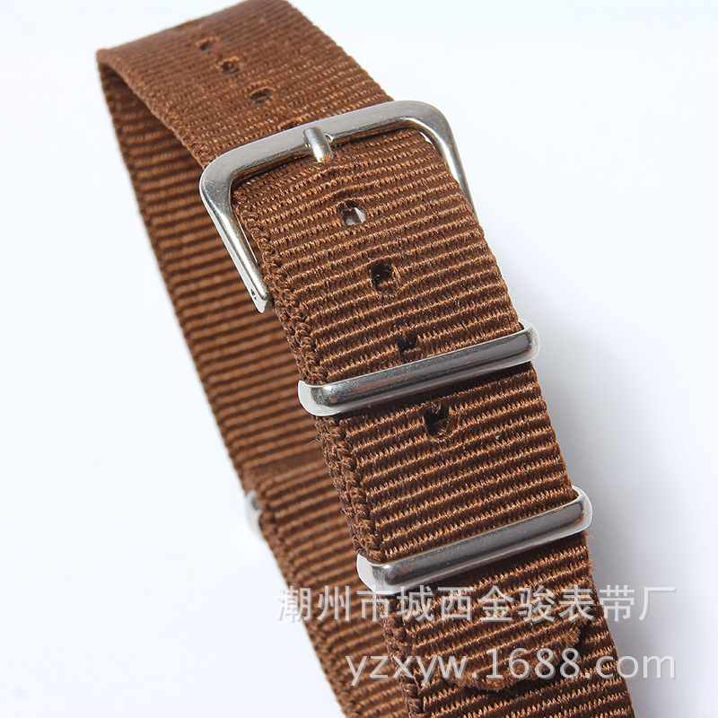 Strap Solid Color Striped Nylon Strap Watch Strap Rigid Pin Buckle Nylon Ribbon Wholesale