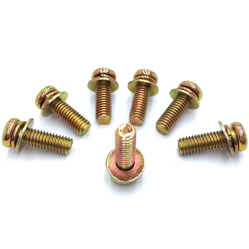 彩锌圆头三组合螺丝 元头三组合螺丝钉 小盘头三组合螺丝钉m2-m8