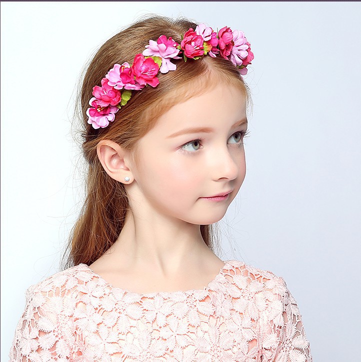 小花童头饰 韩版儿童舞蹈表演花环手环女童
