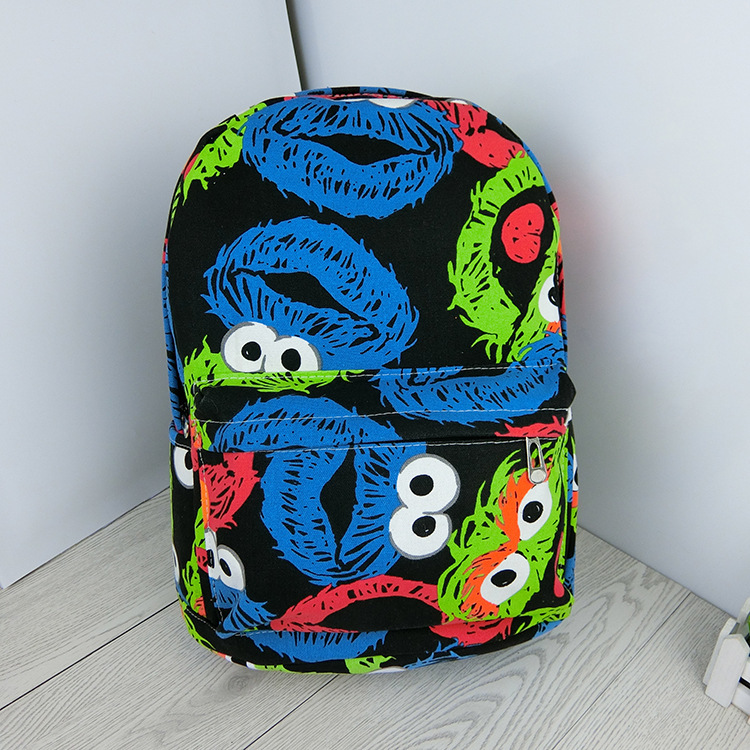 美国牛货芝麻街背包sesame street艾摩双肩包elmo帆布书包小号