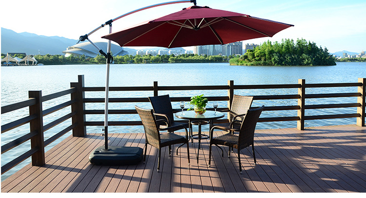 精品花园茶座铁艺户外伞庭院家具套装木餐厅桌椅休闲小藤椅组合