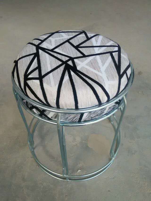 加粗加厚地毯钢筋凳时尚加绒凳面铁圆凳折叠小凳子厂价批发