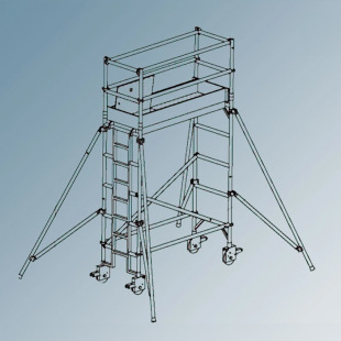 5米高 施工安全爬梯带斜支撑可升降脚手架