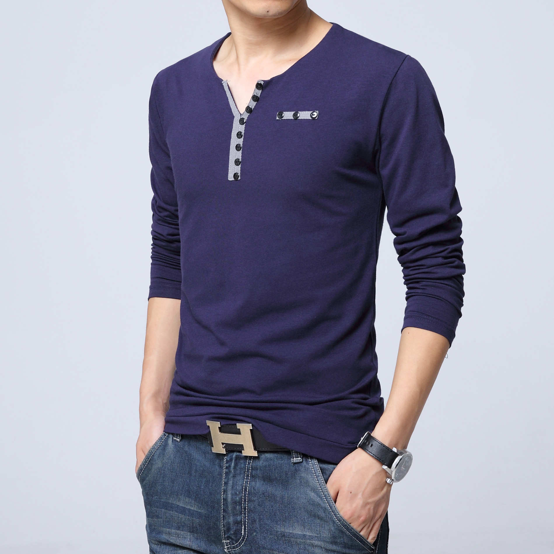 春秋新款男装薄款t恤韩版热卖长袖防晒t恤衫潮流男士打底衫