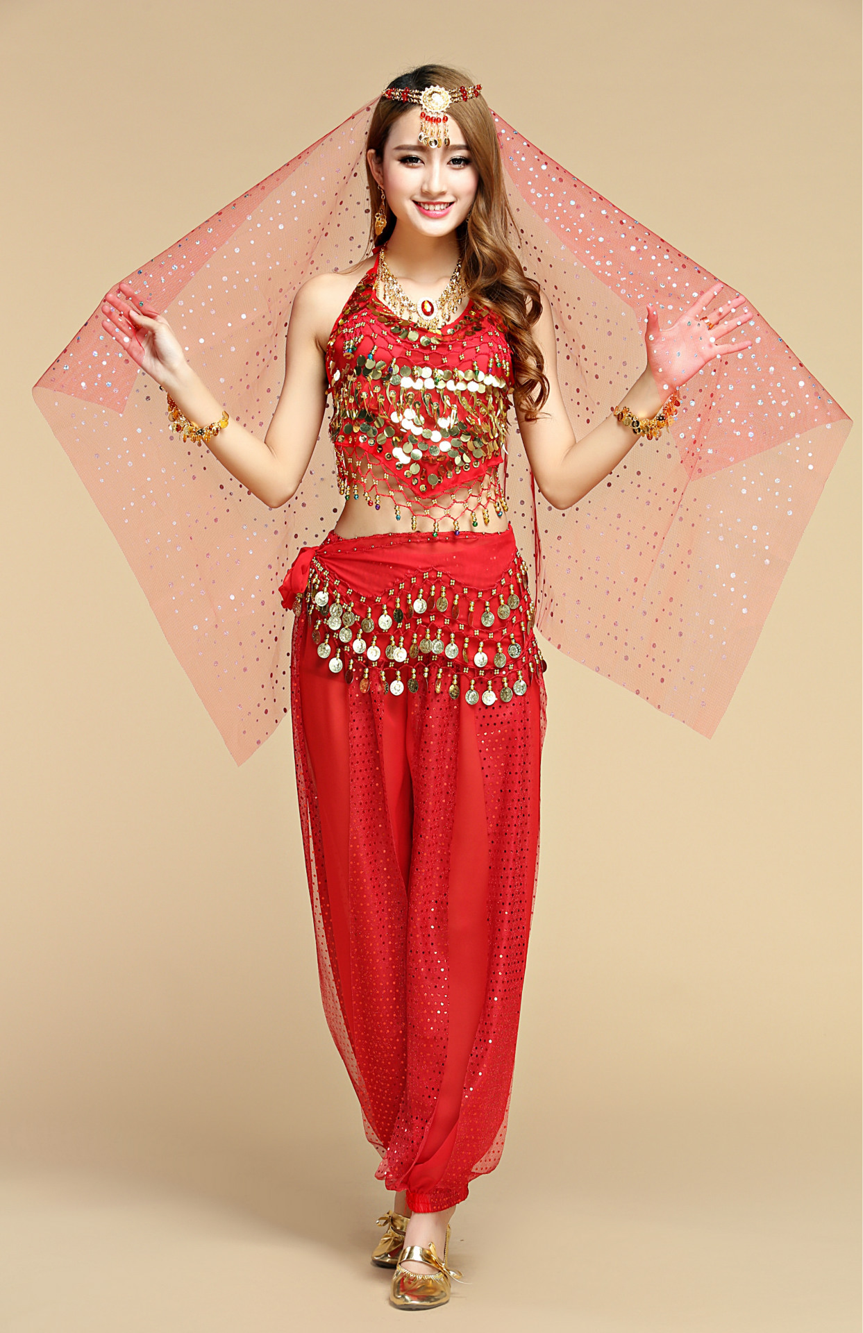 肚皮舞服装 新款印度舞演出服 舞蹈练功服 肚皮舞小辣椒练习套装