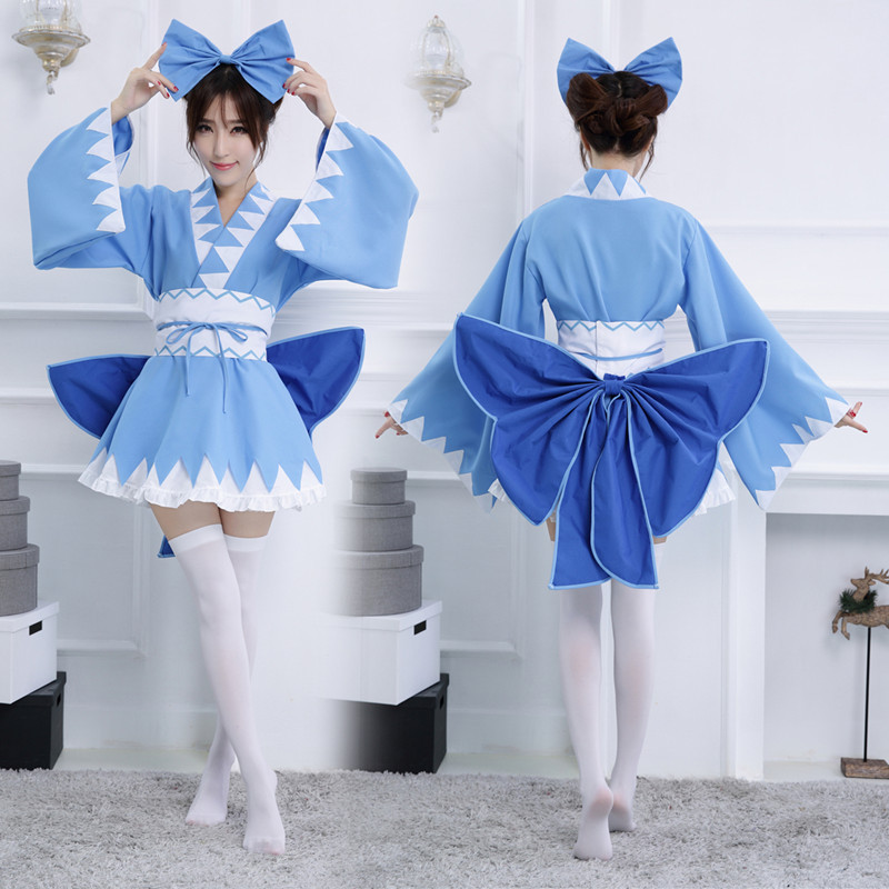东方project 笨蛋9琪露诺和服cosplay服装日本和服同人浴衣服饰