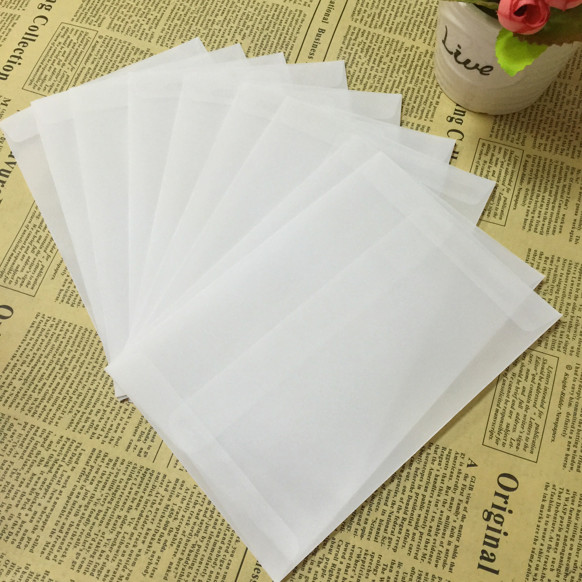 西式开口空白硫酸纸信封半透明朦胧3号明信片贺卡收纳信封