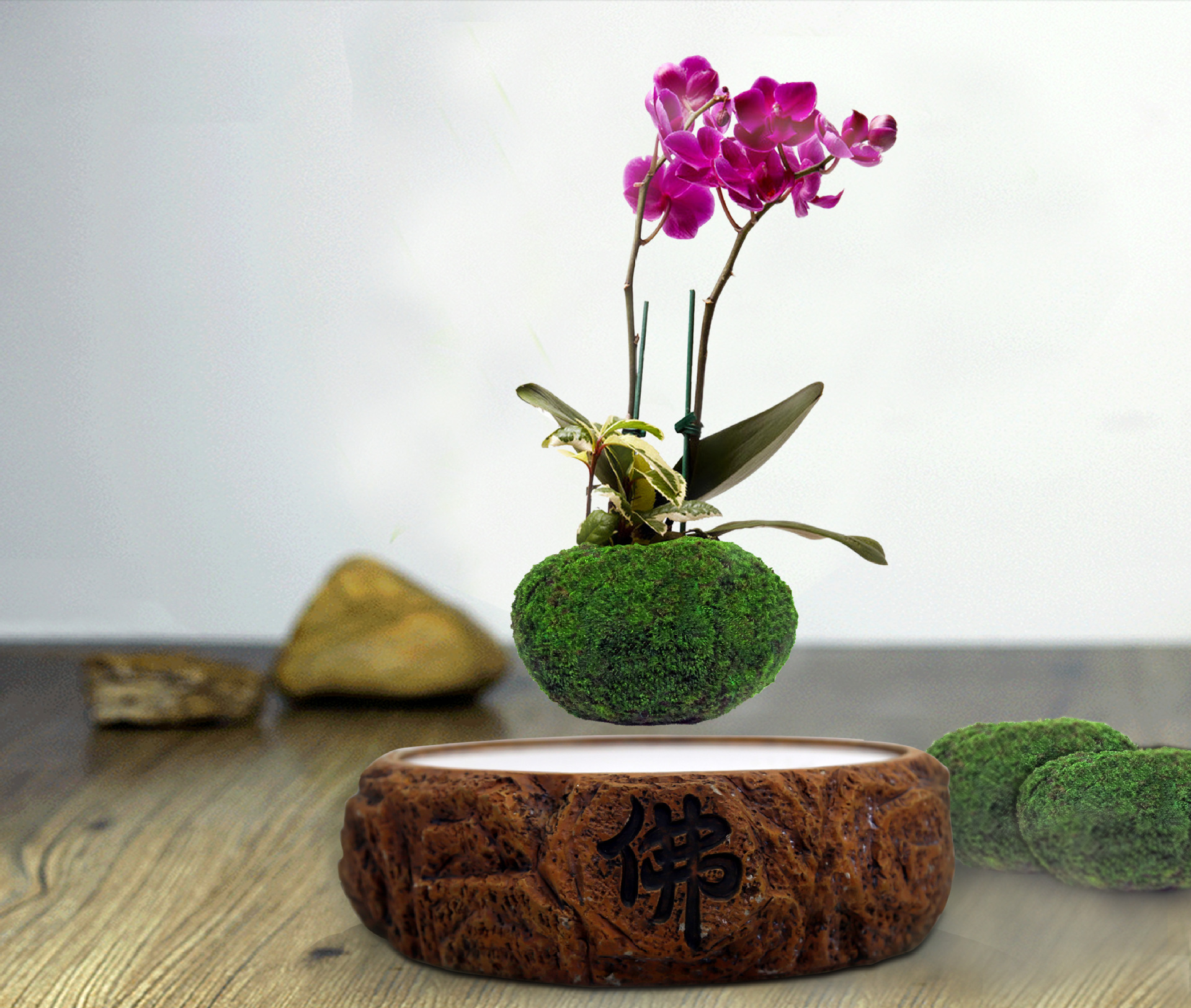 磁悬浮植物 磁悬浮高档创意礼品负离子石头