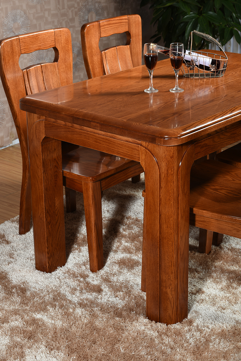 全实木水曲柳餐桌椅4-6人现代新中式简约小户型四六椅新款上市