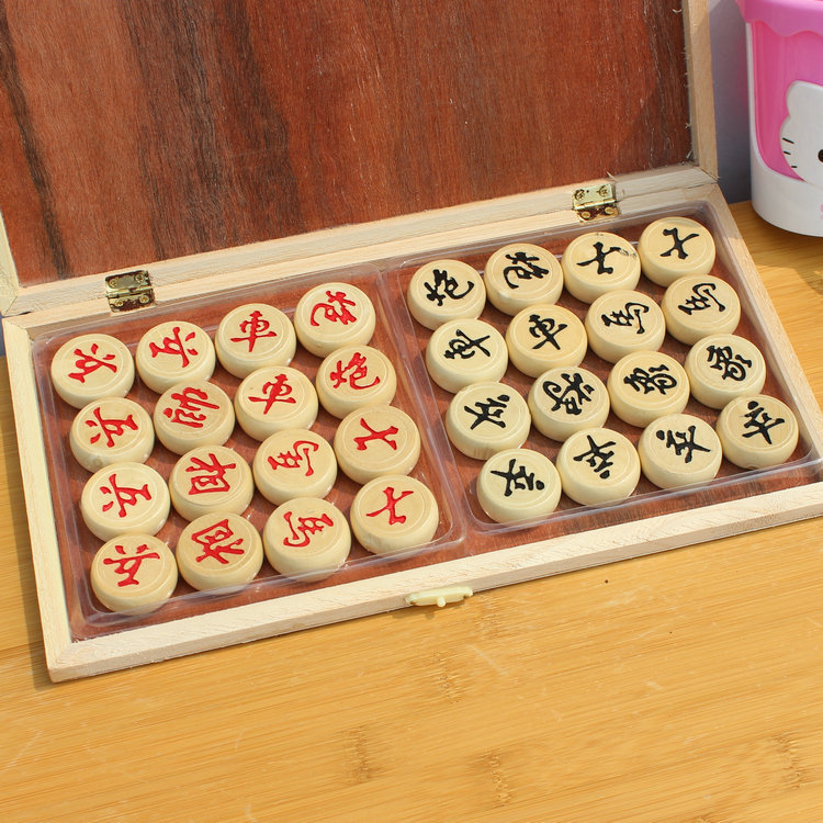 5木连盘中国象棋 实木棋盘 盒装 正品文具批发 益智玩具