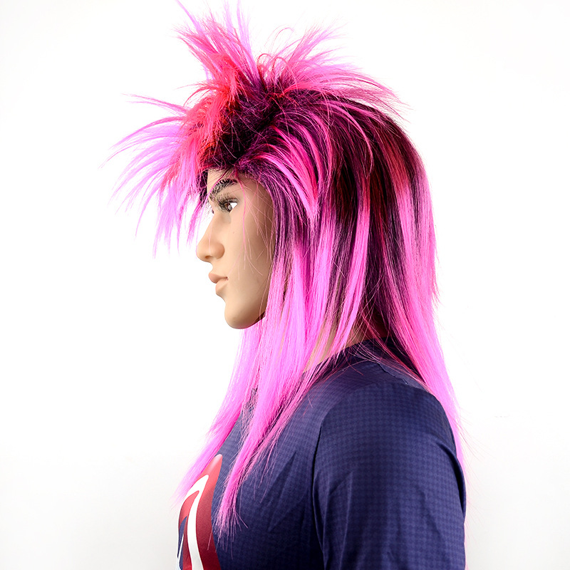 动漫cosplay假发 热销男士长假发 粉色微卷男士长卷发 艺术假发