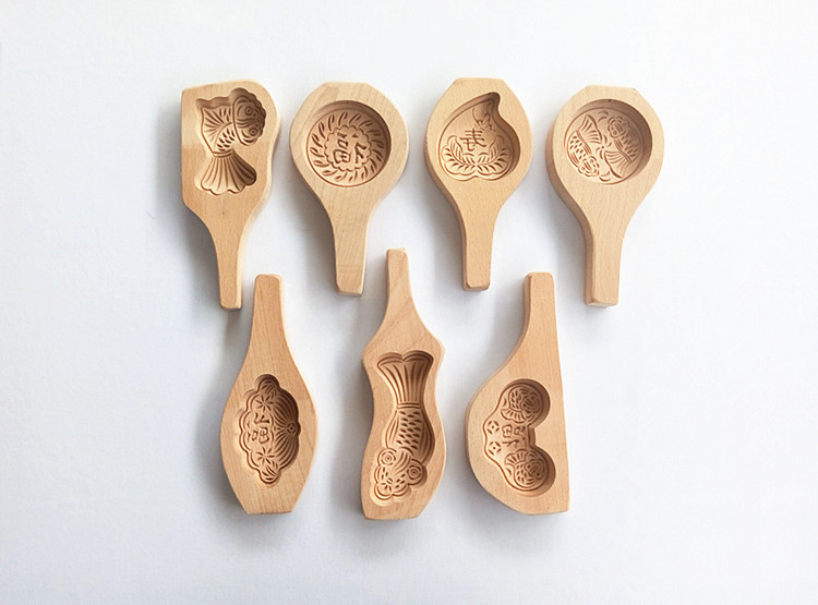 馒头面食品磕子月饼南瓜饼小福字蛋糕巧果面花模子烘焙模具木质