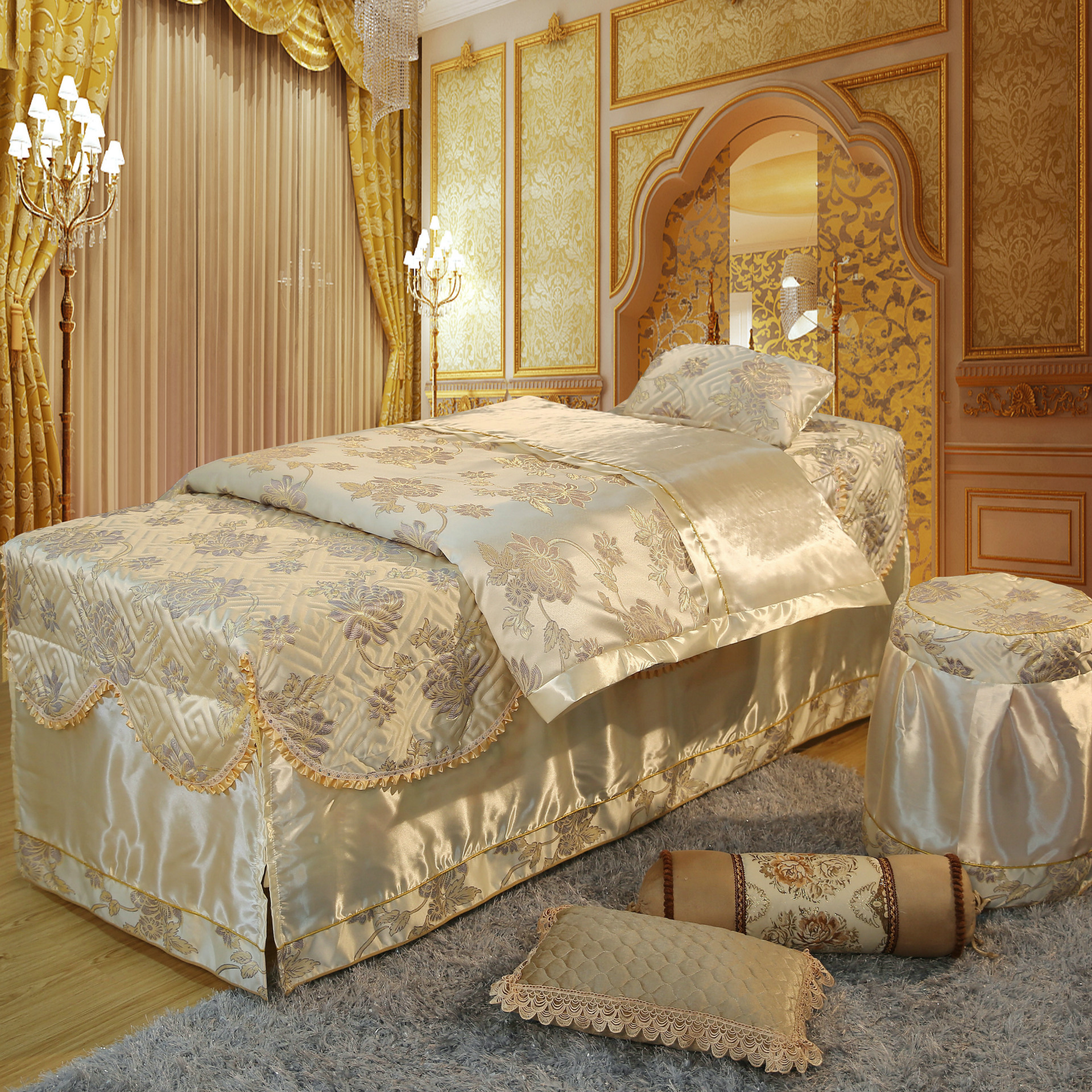 全棉 美容床罩四件套 纯棉 美容院**美体按摩床上用品 厂.